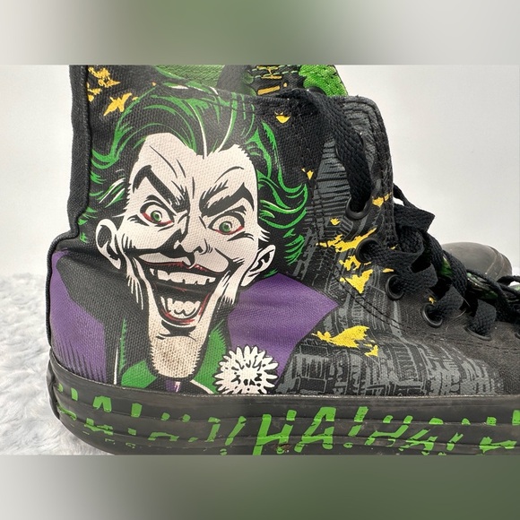 Men’s Batman Joker Converse High Top Sneakers - Picture 2 of 8